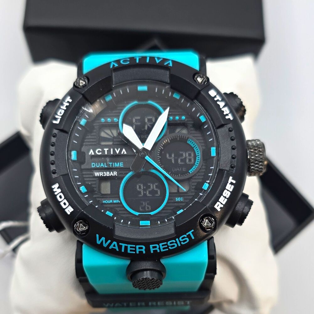 Activa X Invicta Digital Men's Watch,52mm, Teal Blue/Black ACW8083-003 NIB